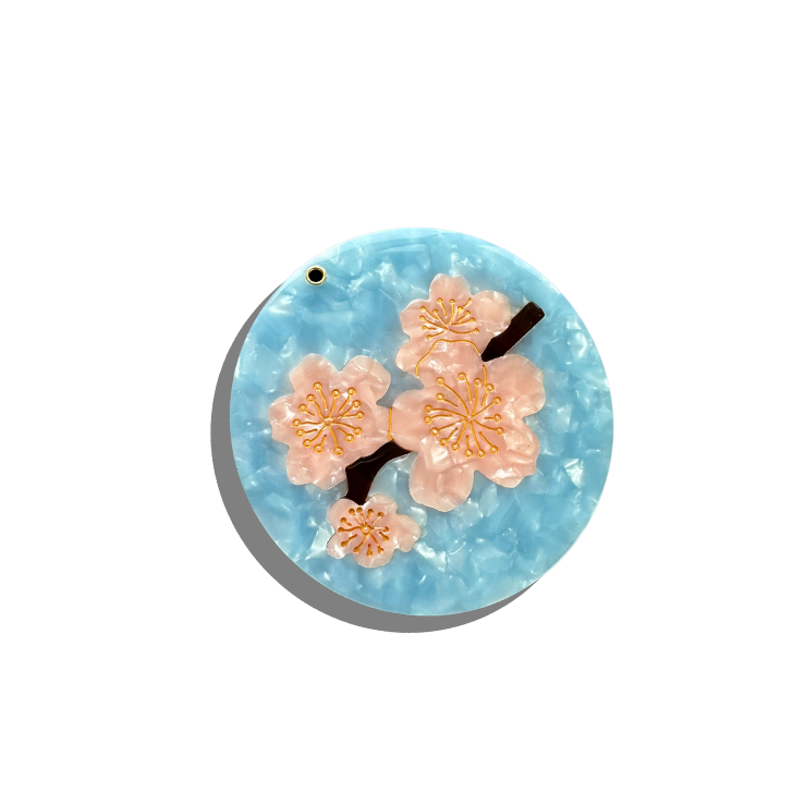 Solar Eclipse - Hand-Painted Compact Mirror - Cherry Blossom at Space Camp Portland, OR