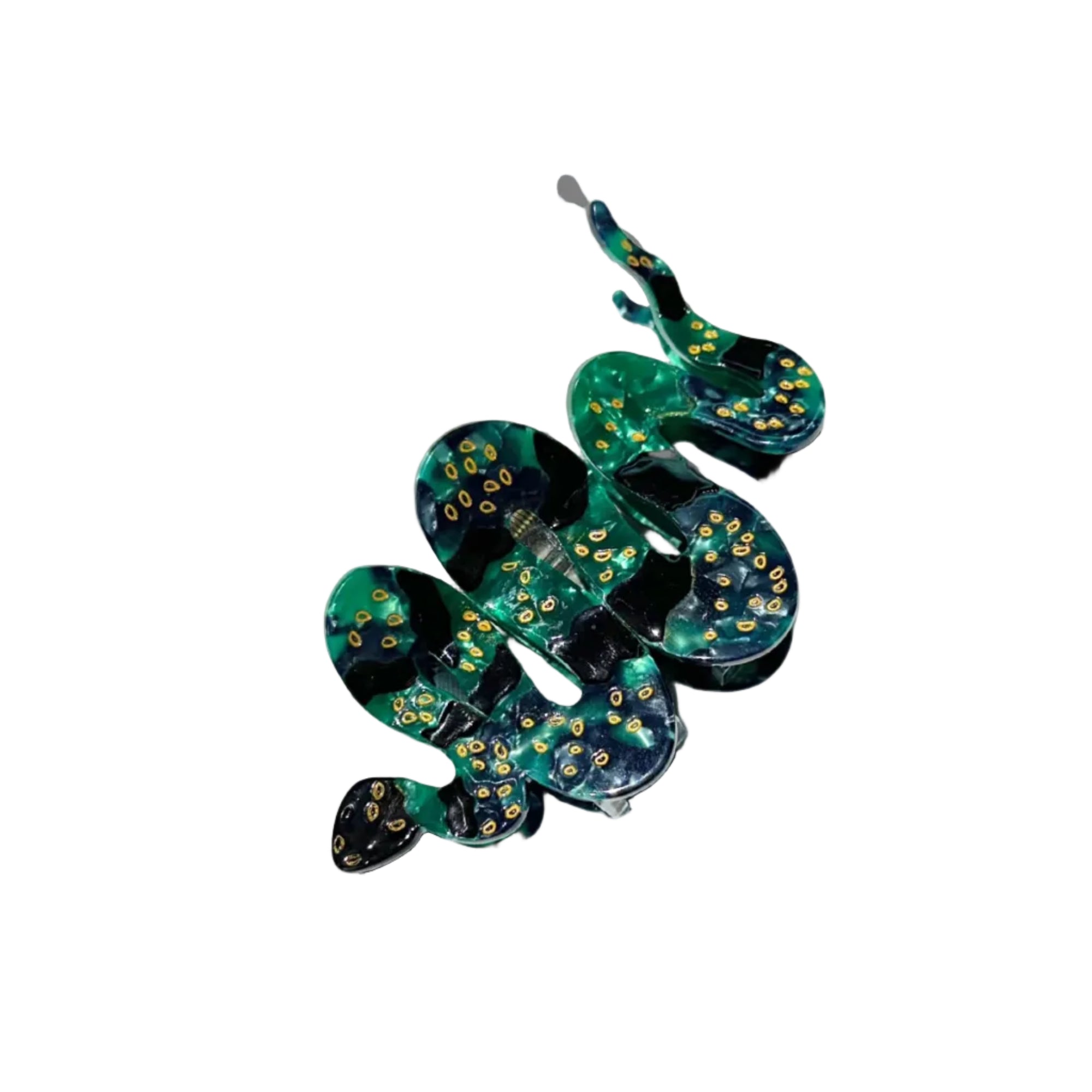 Solar Eclipse - Hand-Painted Snake Claw Clip -  Green at Space Camp Portland, OR