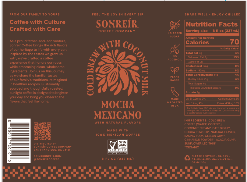 Sonreír Coffee Company - Coconut Milk Cold Brew Latte - Mocha Mexicano - Space Camp