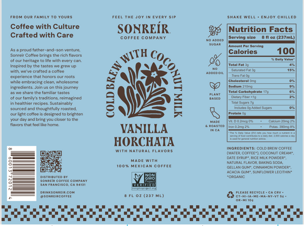 Sonreír Coffee Company - Coconut Milk Cold Brew Latte - Vanilla Horchata - Space Camp