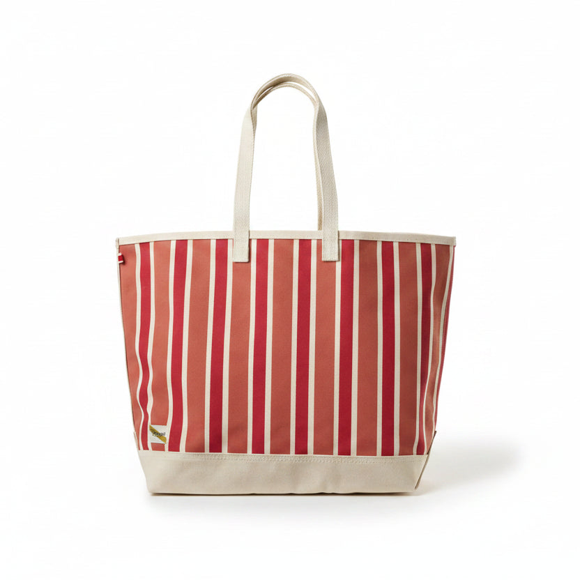 Tracksmith - Run Cannonball Run Tote - Ivory/Faded Rose/Red