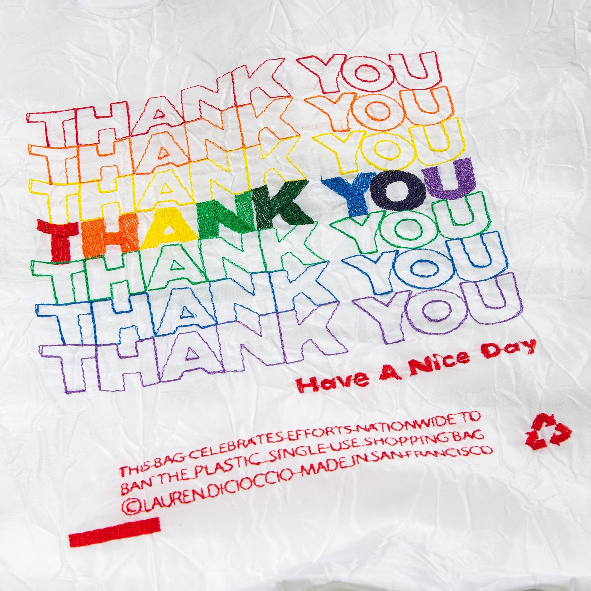 Thank You Tote - Thank you Thank you - Rainbow/White - Space Camp