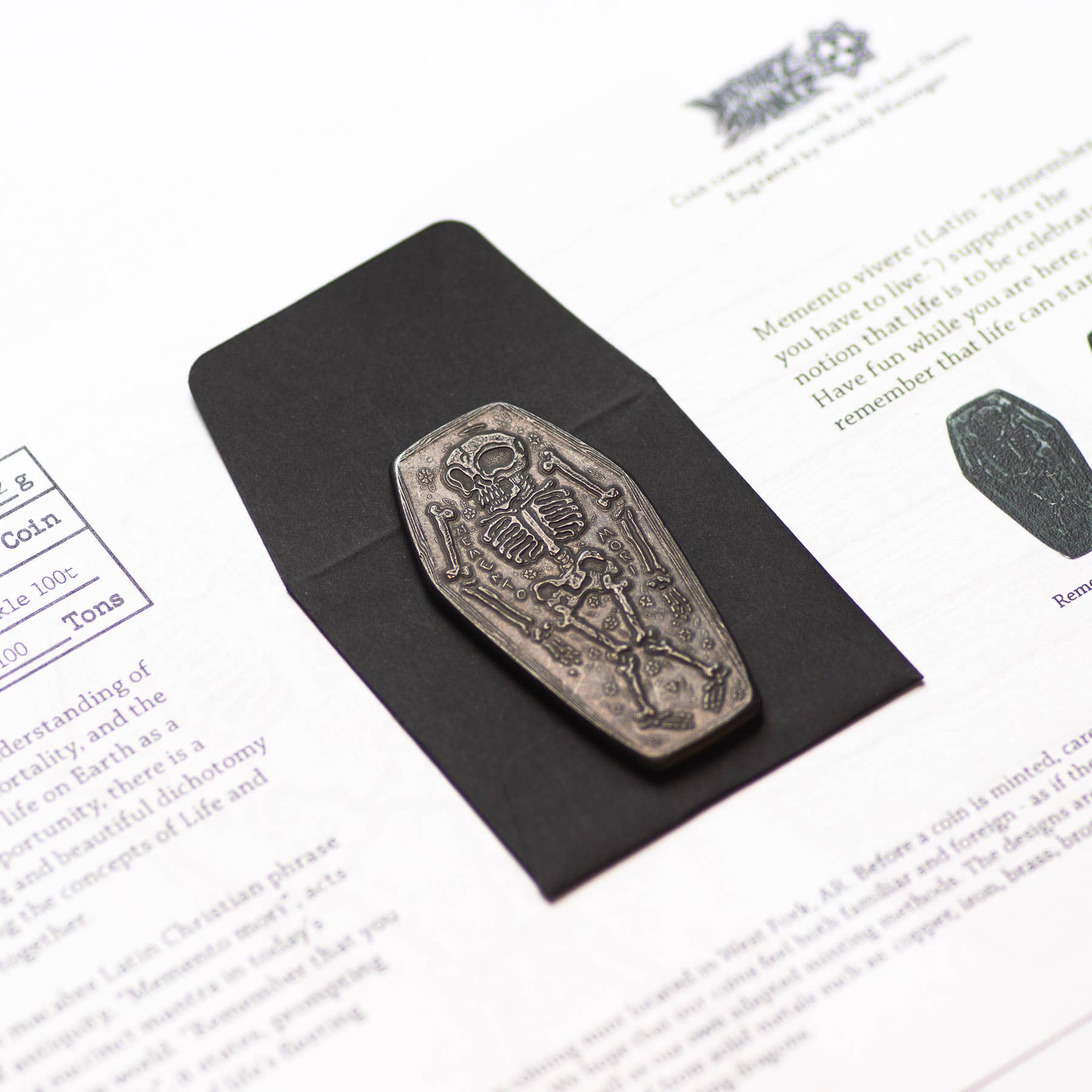 Shire Post Mint - Coffin Memento Mori Memento Vivere in Blackened Copper