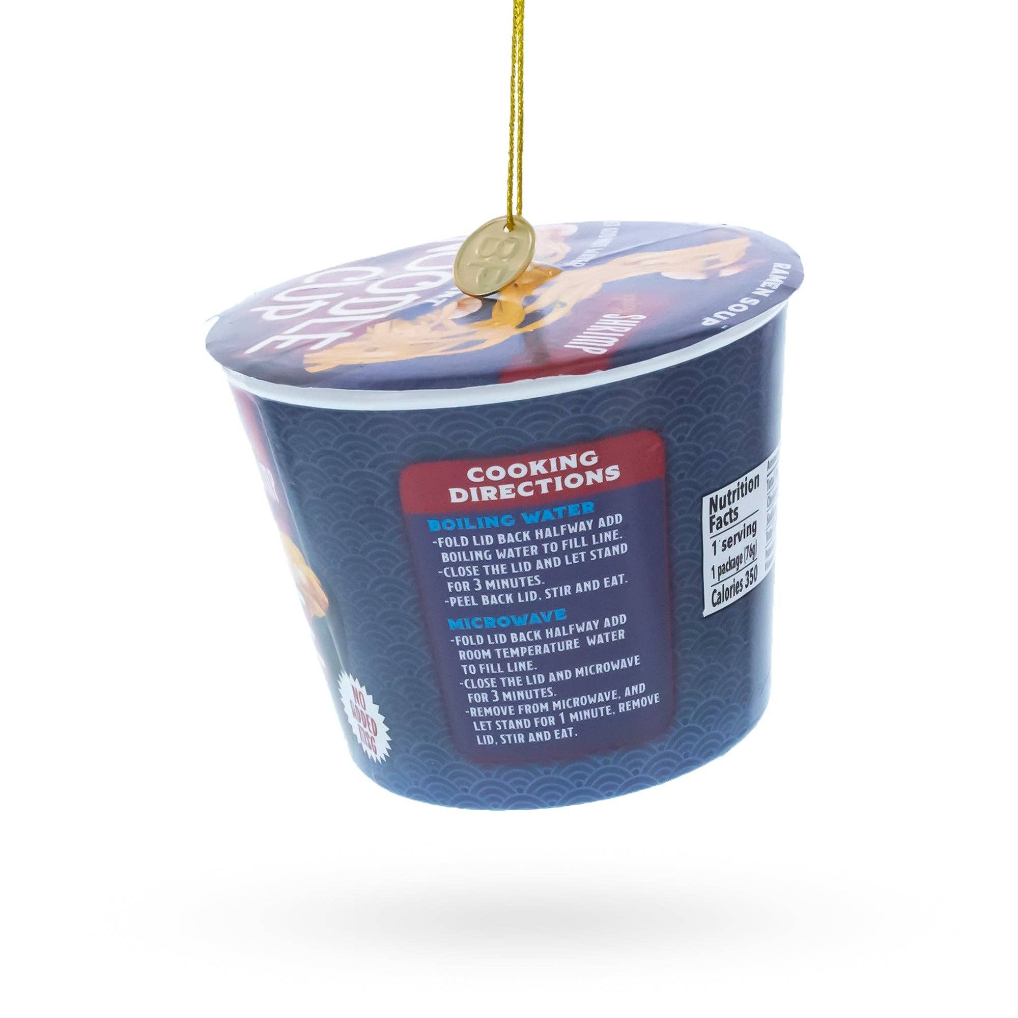 Instant Noodle Ramen Cup Blown Glass Christmas Ornament
