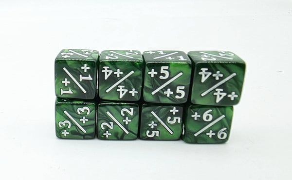 +1/+1 Pearl Green Counters for Magic - Set of 8 Dice