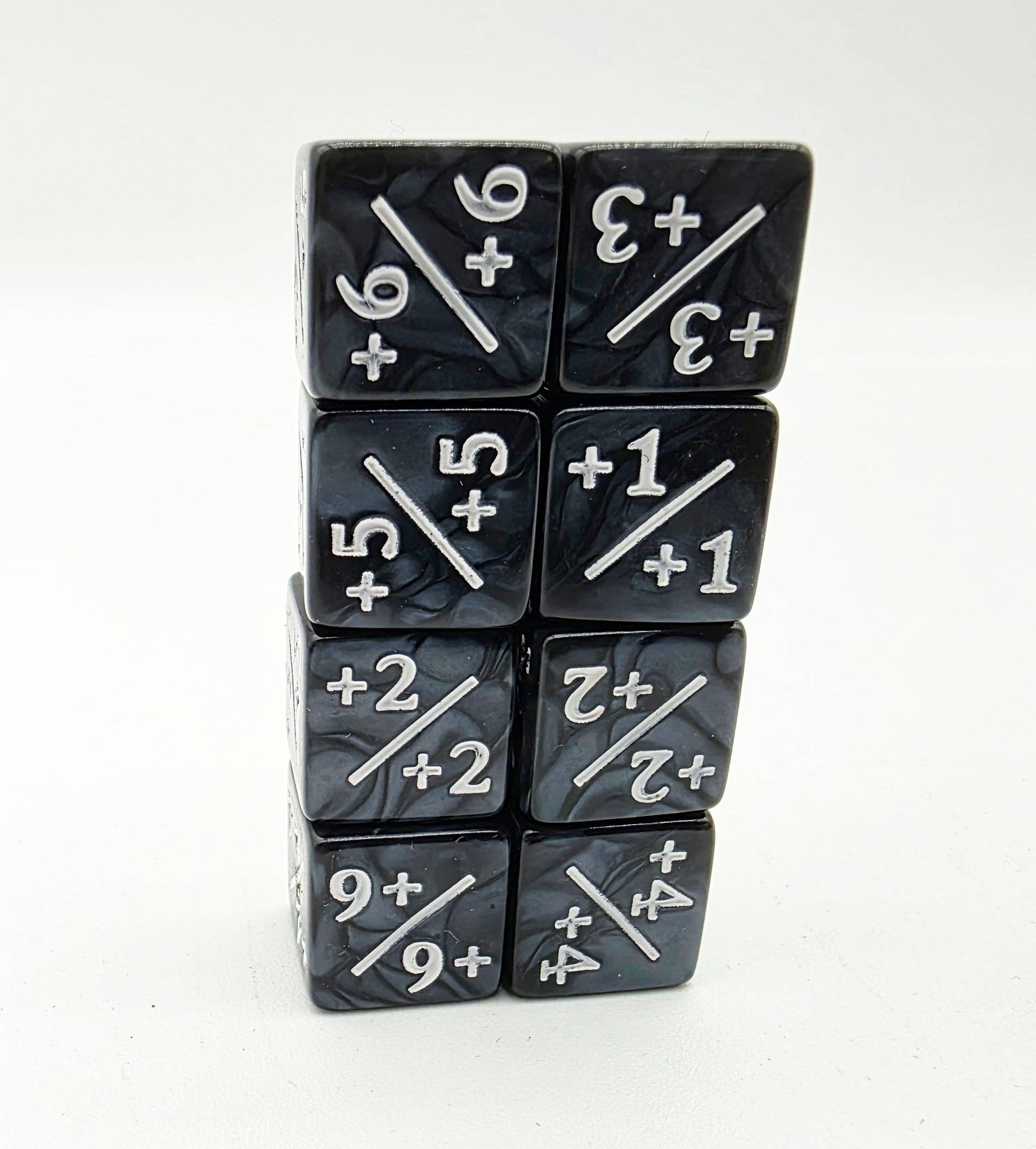 Pearl Black with White Dice - +1/+1 Magic Counters