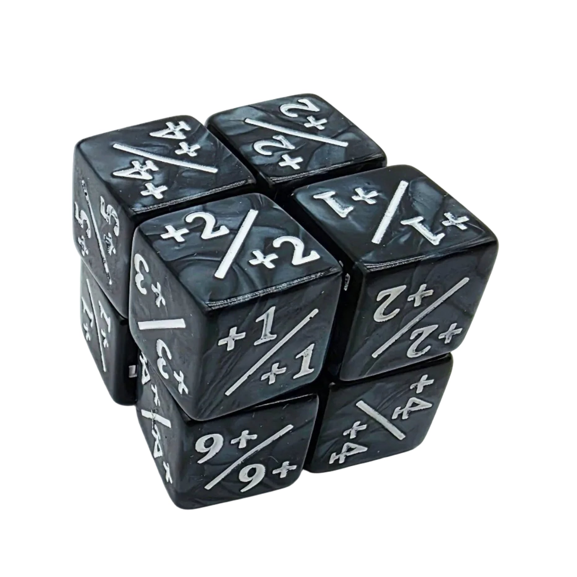 Pearl Black with White Dice - +1/+1 Magic Counters