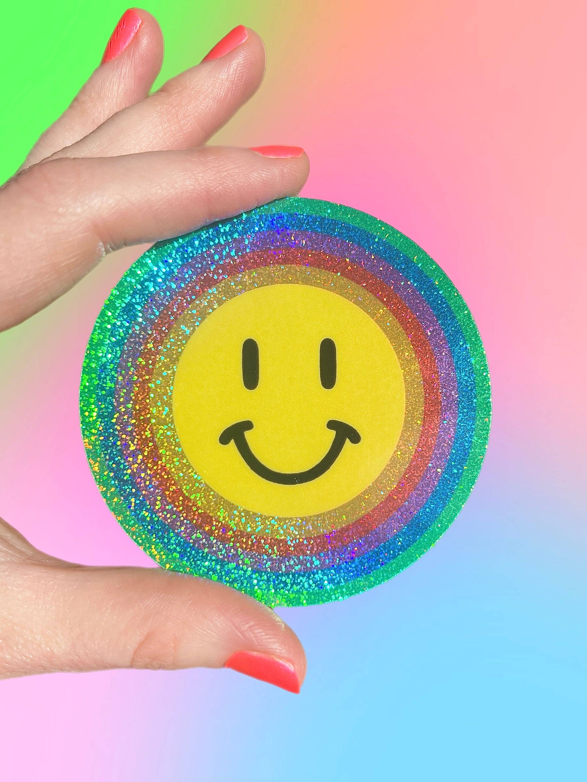 Smiley Face - Glitter Sticker