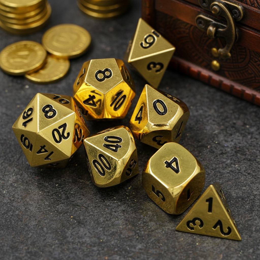 King's Gold Forged Metal Dice Set