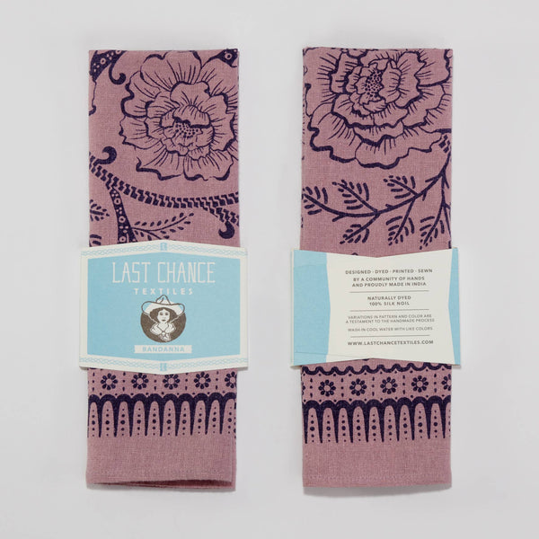 Natural Dye Silk Bandana - Viola Pink