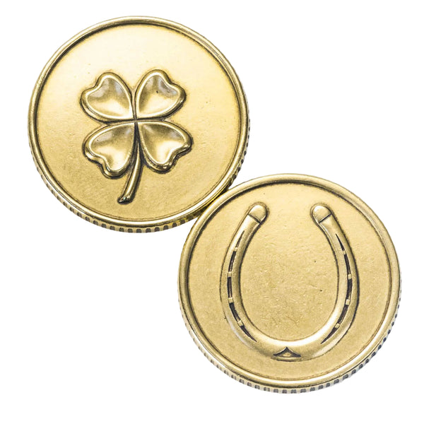 Shire Post Mint - Lucky Brass Coin with Four Leaf Clover and Horseshoe