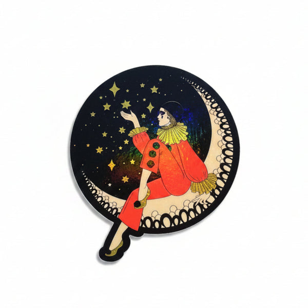 Pierrot Clown on the Moon - Sticker