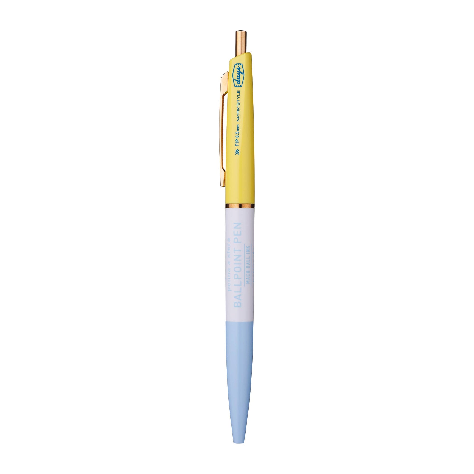 MARK'STYLE - 3-Section 0.5mm Ballpoint Pen, Oil Based Pen - Blue-Yellow