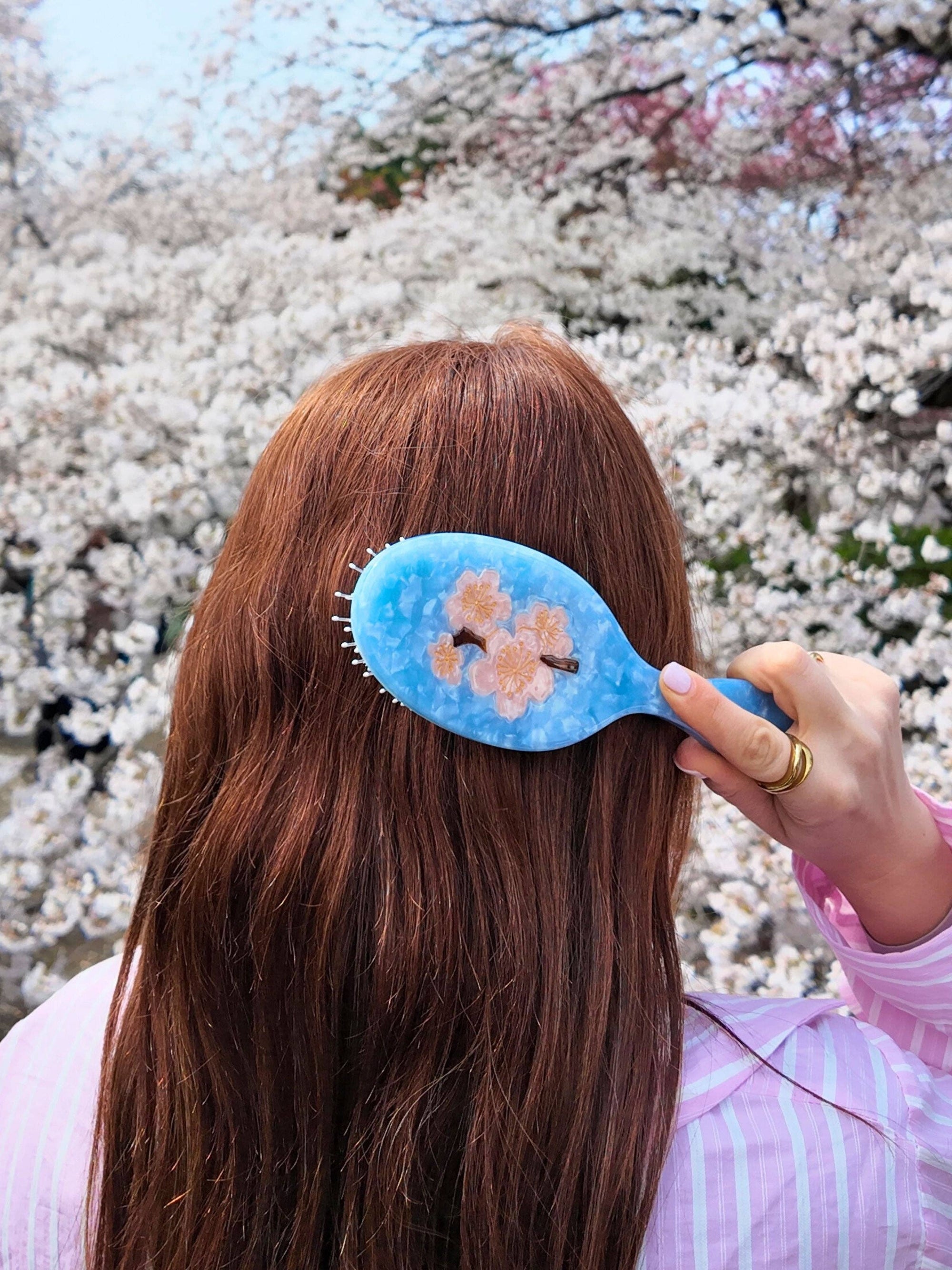 Solar Eclipse - Hand-painted Cherry Blossom Amazing Hair Day Brush