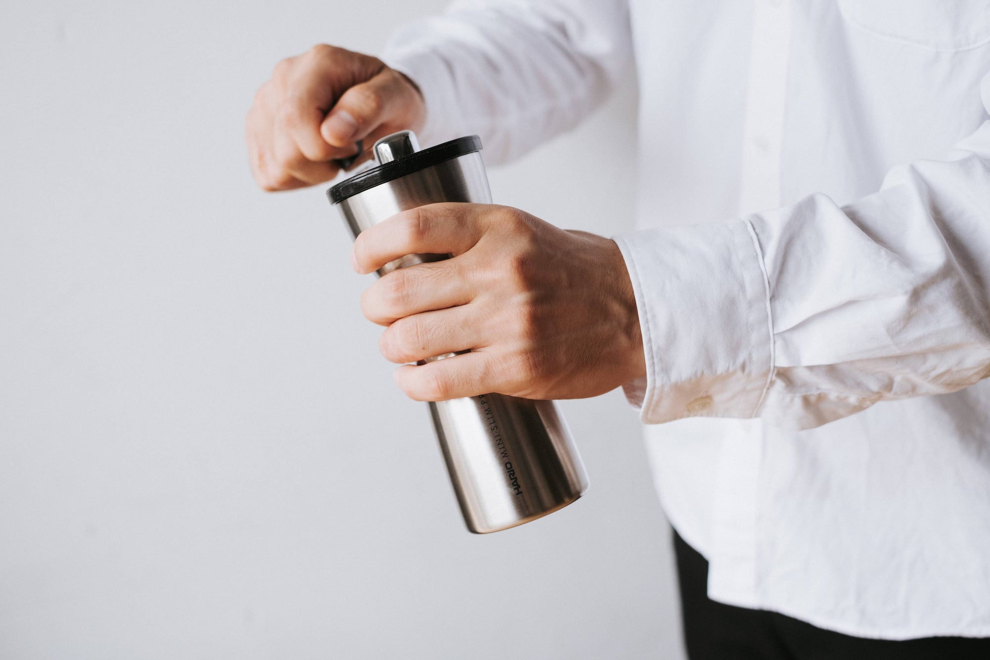 Hario - "Mini-Slim Pro" Ceramic Coffee Mill - Silver