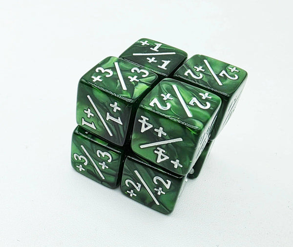 +1/+1 Pearl Green Counters for Magic - Set of 8 Dice