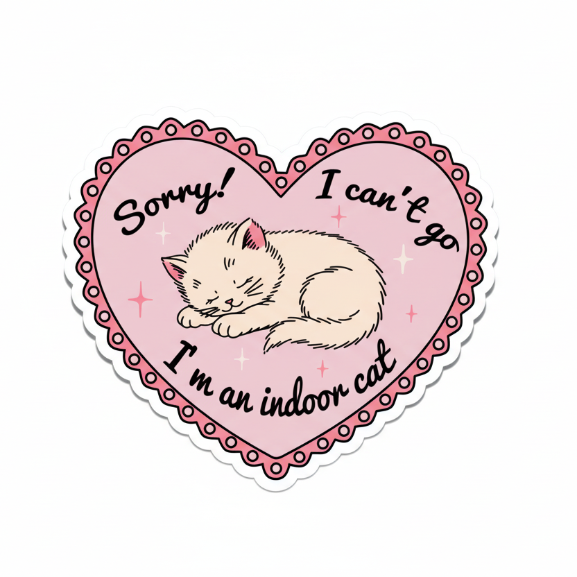 I'm an Indoor Cat Sticker, Sorry Can't Go