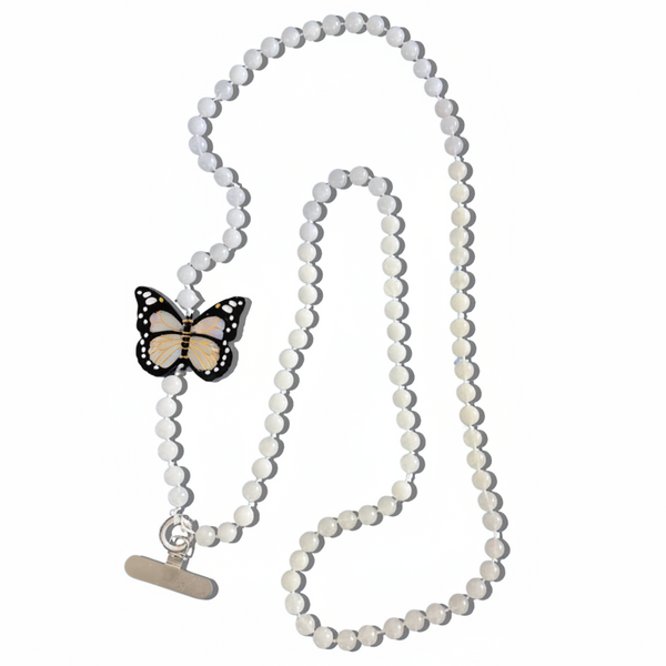 Solar Eclipse - Crossbody Phone Chain - Monarch Butterfly - White