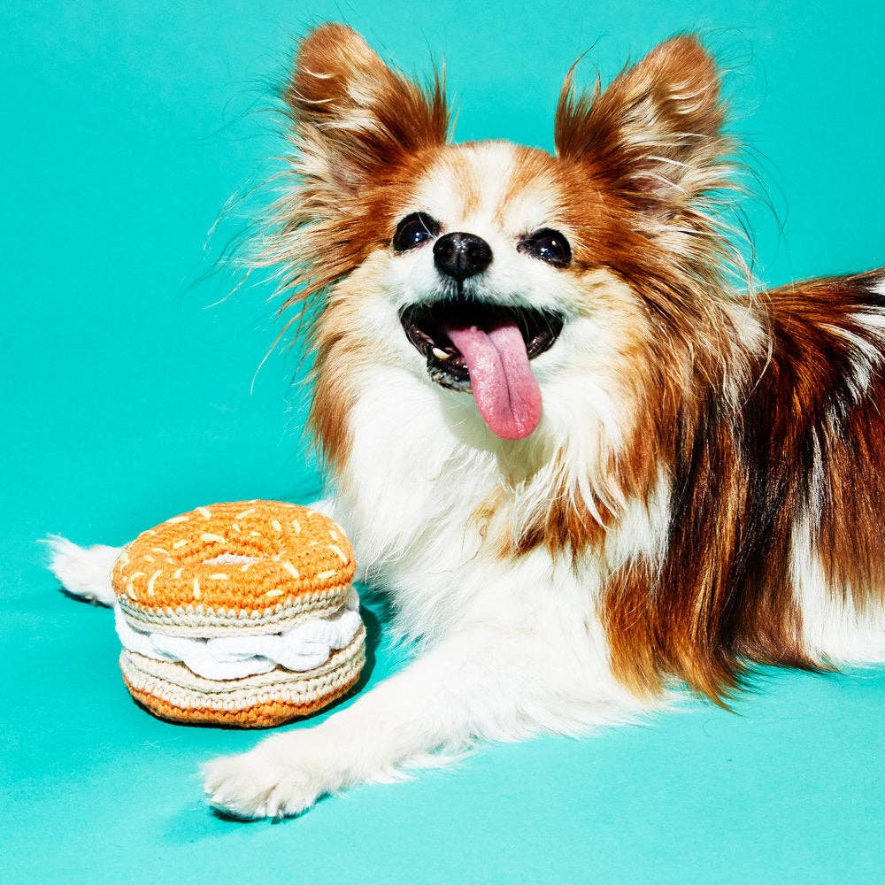 Ware of the Dog - Hand Crochet Dog Toy - Bagel & Cream Cheese