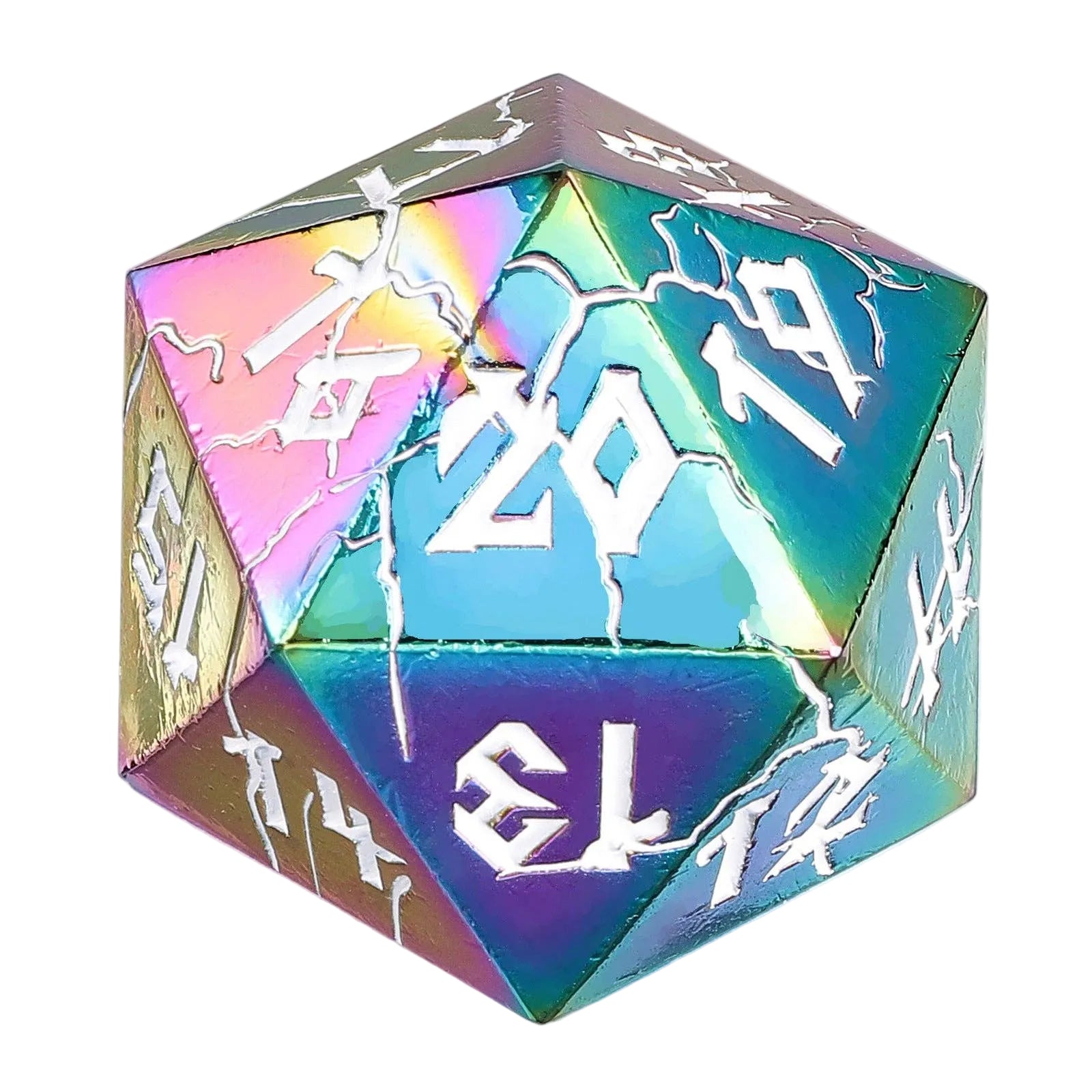 D20 Spin Down Dice - Barbarian 35mm - Chromatic Rainbow