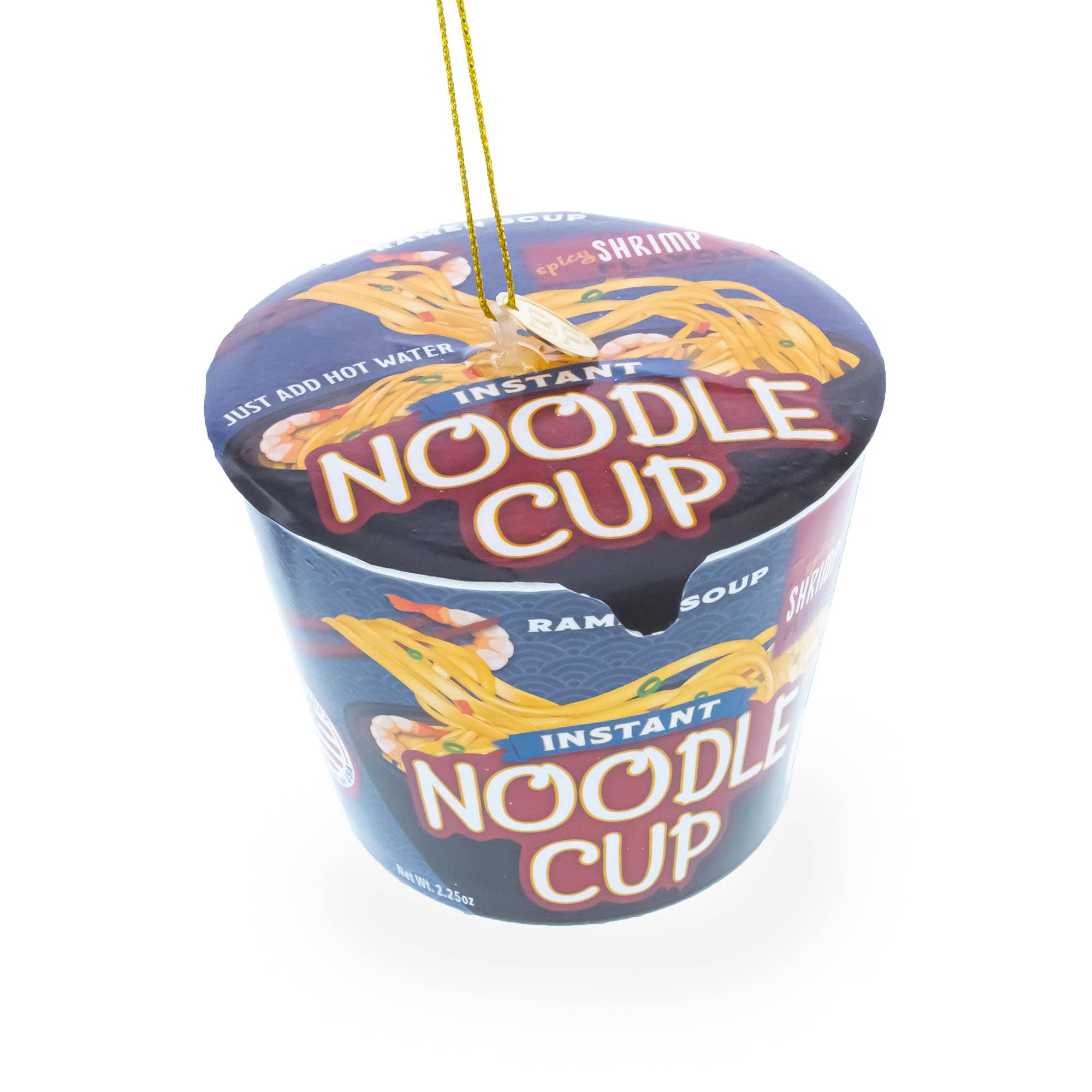 Instant Noodle Ramen Cup Blown Glass Christmas Ornament