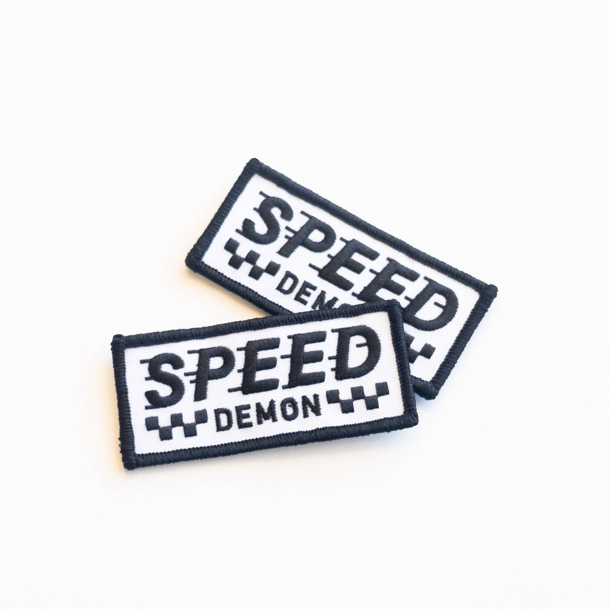 Speed Demon - Embroidered Iron on Patch - Black and White