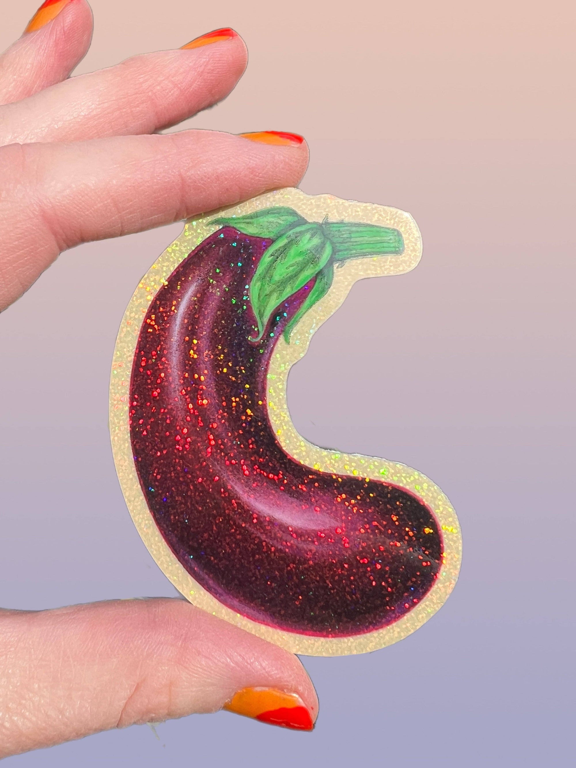 Eggplant - Glitter Sticker
