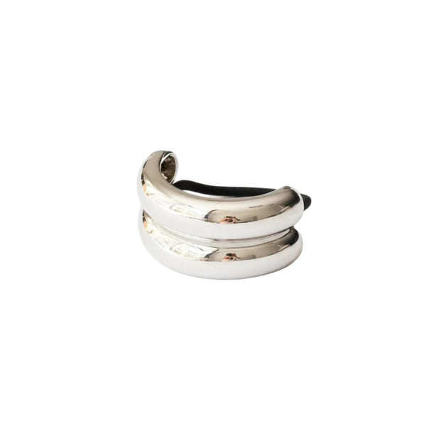 nar'sha - Wide Double Arch Metal Hair Tie - Silver