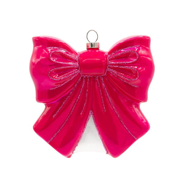 Pink Bow - Glass Ornament