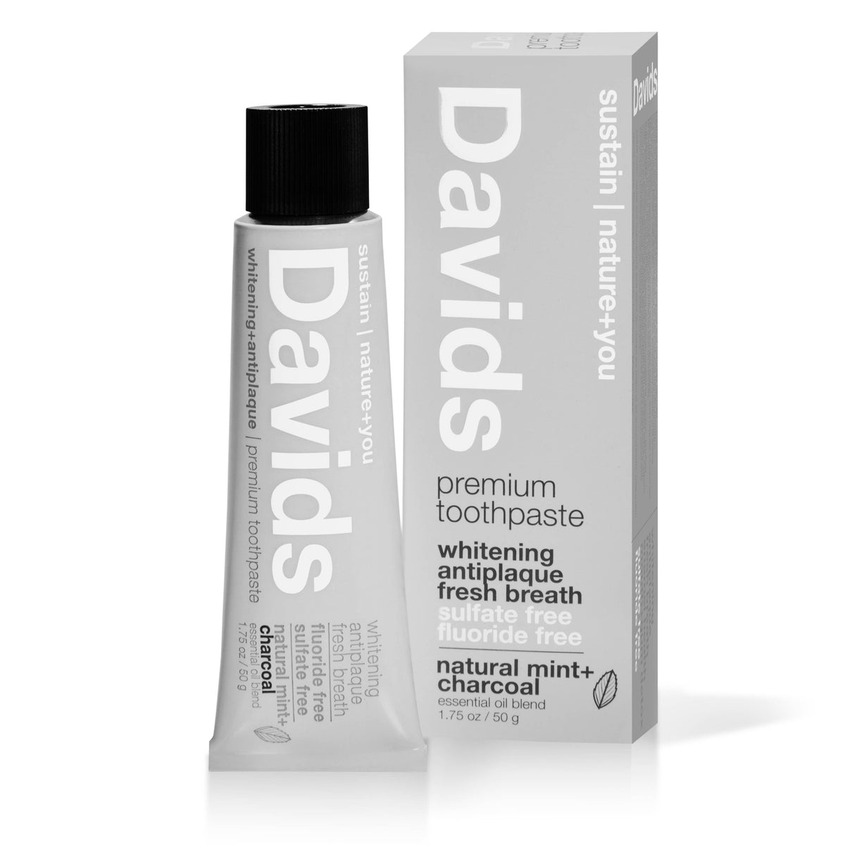 Davids - Travel Size Premium Toothpaste - Charcoal + Peppermint