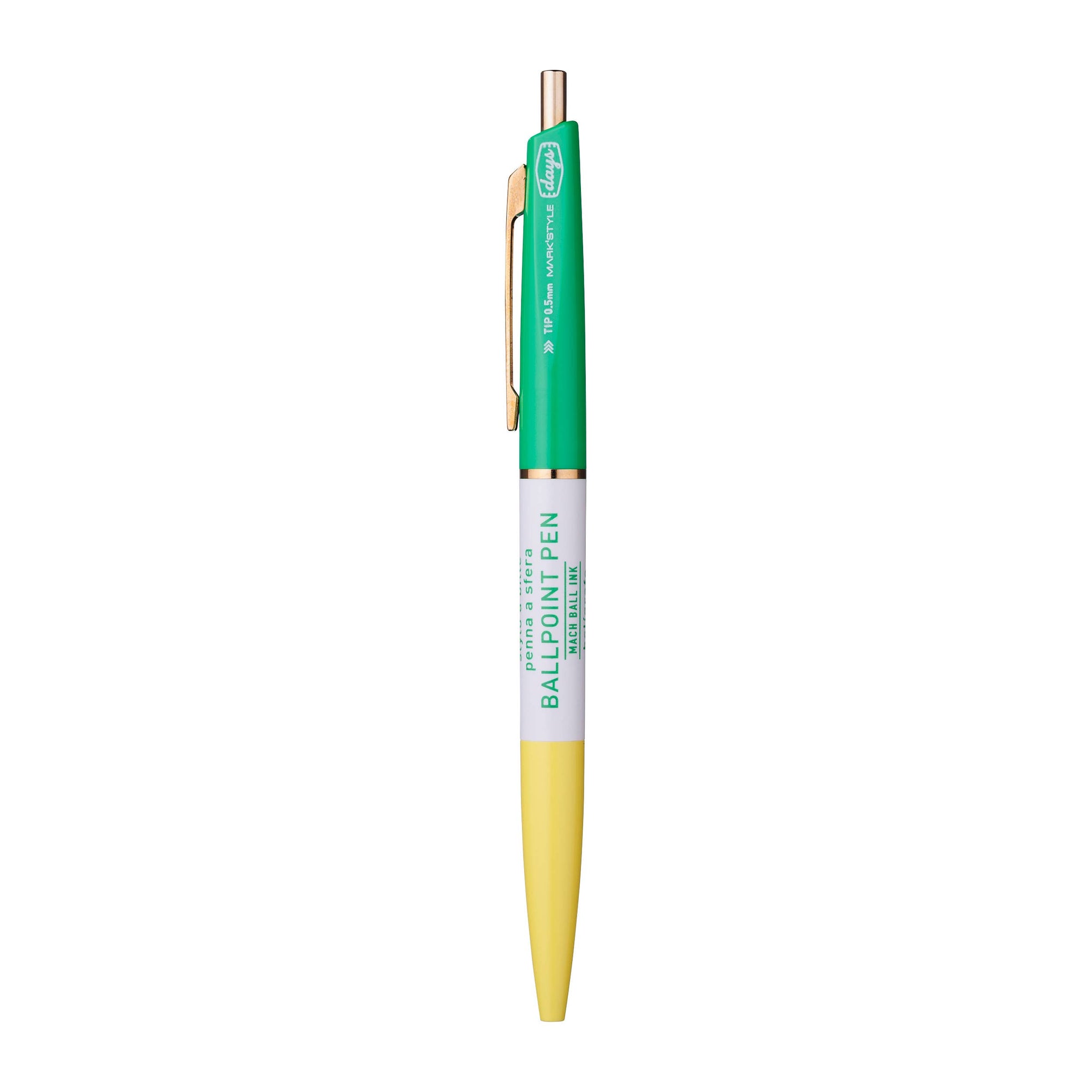 MARK'STYLE - 3-Section 0.5mm Ballpoint Pen, Oil Based Pen - Yellow-Basil