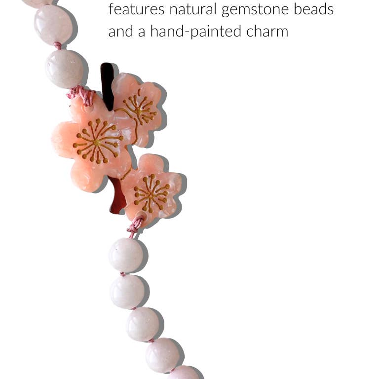 Solar Eclipse - Bracelet Phone Chain - Cherry Blossom / Rose Quartz