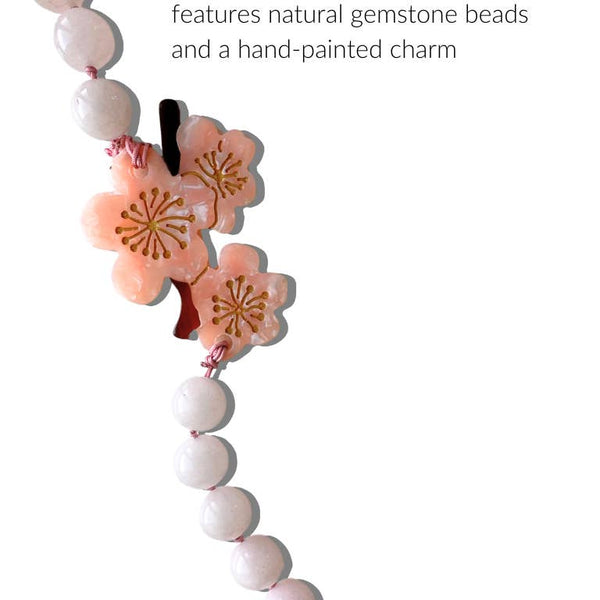 Solar Eclipse - Bracelet Phone Chain - Cherry Blossom - Rose Quartz