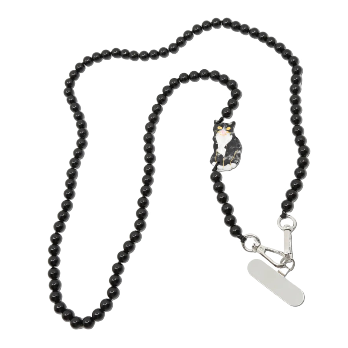 Solar Eclipse - Crossbody Phone Chain - Tuxedo Cat