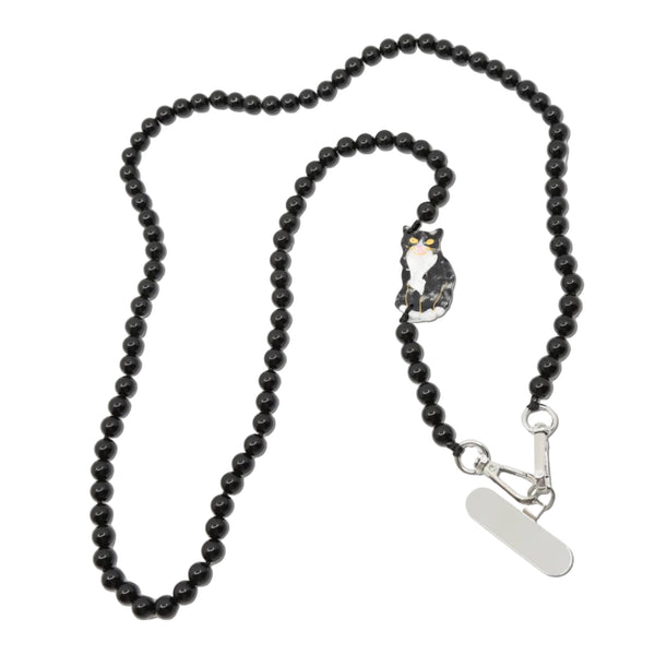 Solar Eclipse - Crossbody Phone Chain - Tuxedo Cat