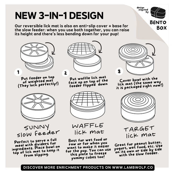 Lambwolf Collective - 3-IN-1 Bento - Lick Mat & Slowfeeder - Fern