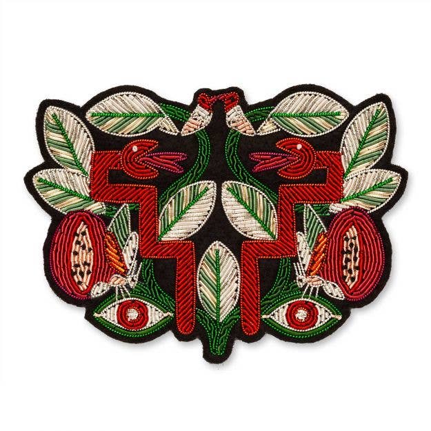 Macon & Lesquoy - Large hand embroidered brooch - Mangrove