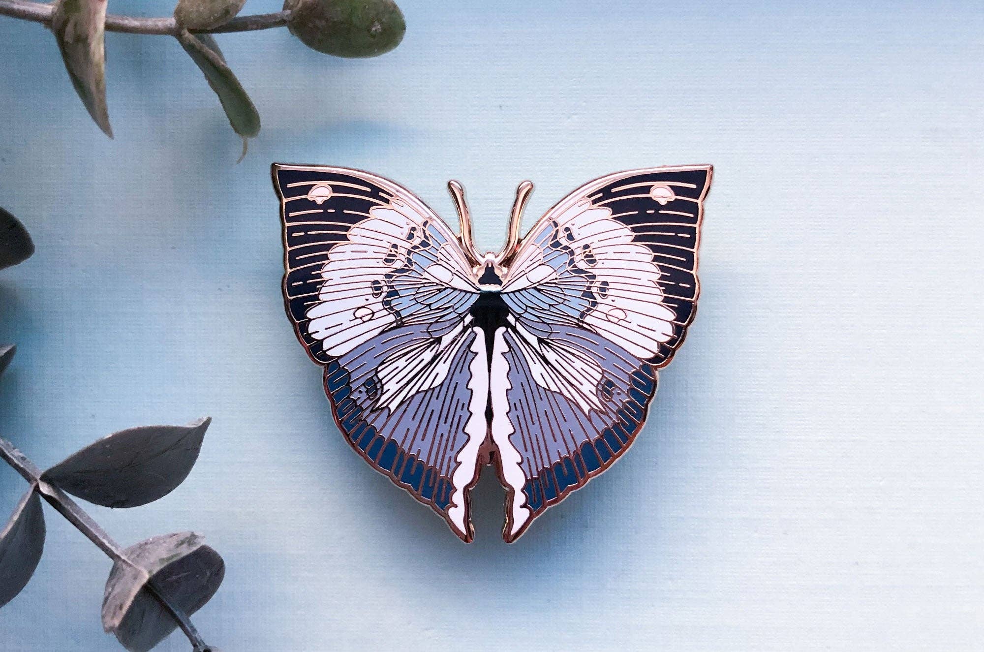 Blue Oakleaf Butterfly (Kallima horsfieldii) Enamel Pin - Space Camp