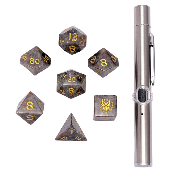Dragon's Hoard Gem Stone Polyhedral Dice Set - Yooperlite