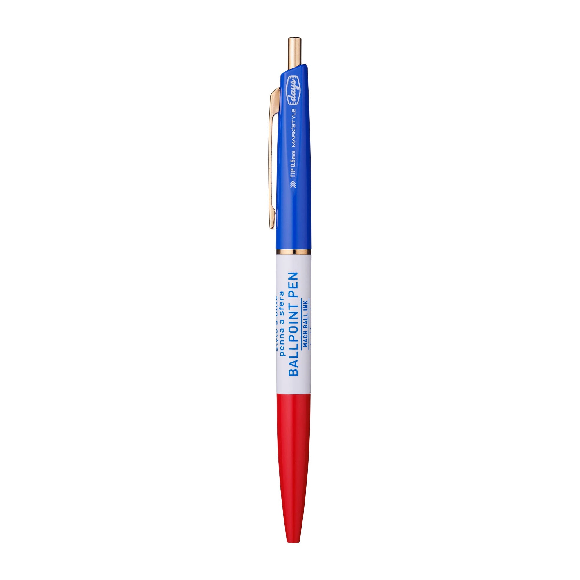 MARK'STYLE - 3-Section 0.5mm Ballpoint Pen, Oil Based Pen - Red-Blue