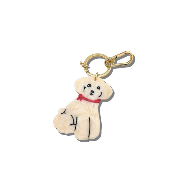 Solar Eclipse - Bag Charm + Keychain - Doodle Puppy - White