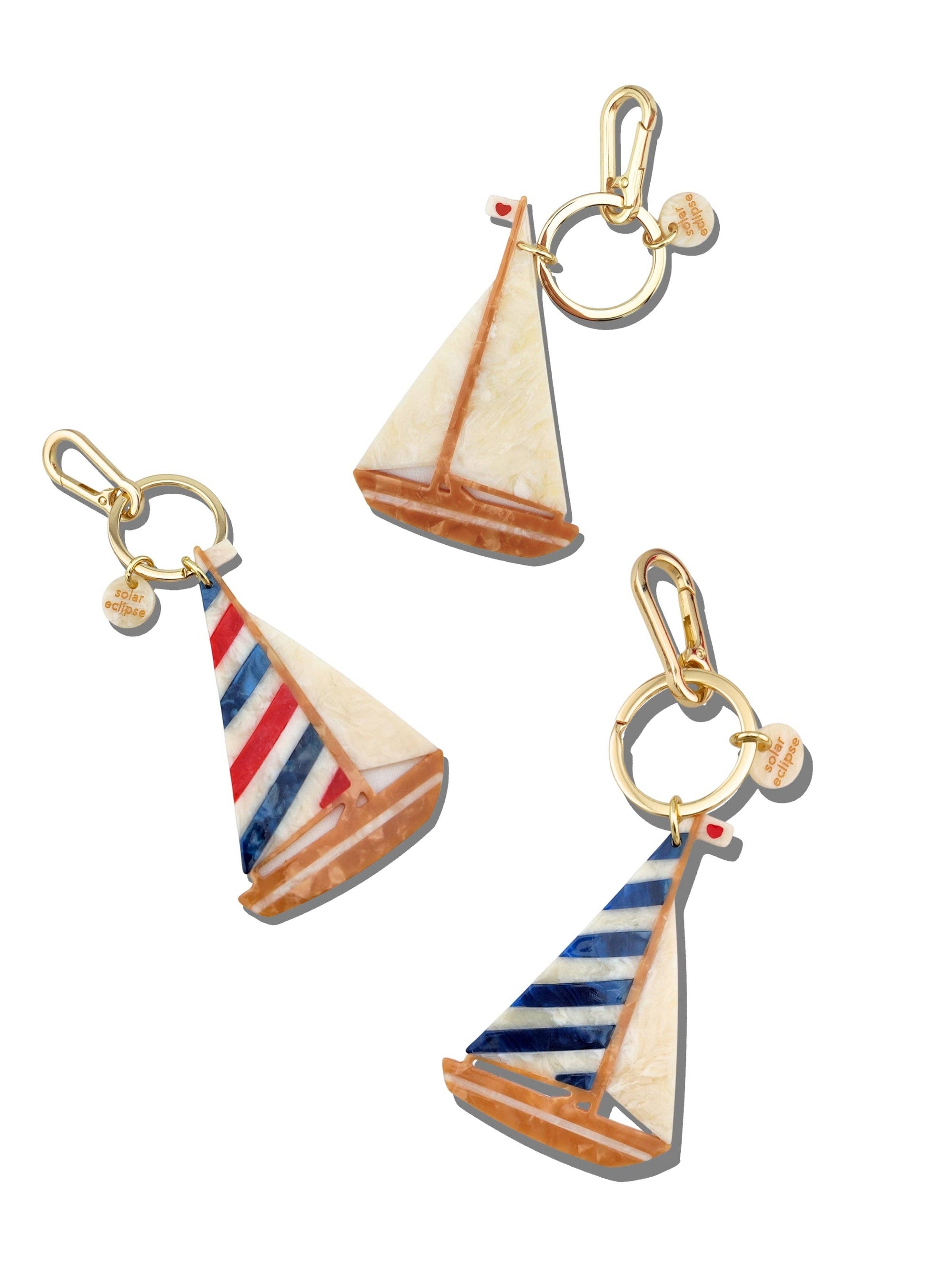 Solar Eclipse - Sailboat Bag Charm + Keychain - Blue