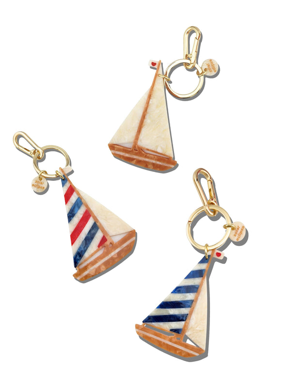 Solar Eclipse - Bag Charm + Keychain - Sailboat + Blue