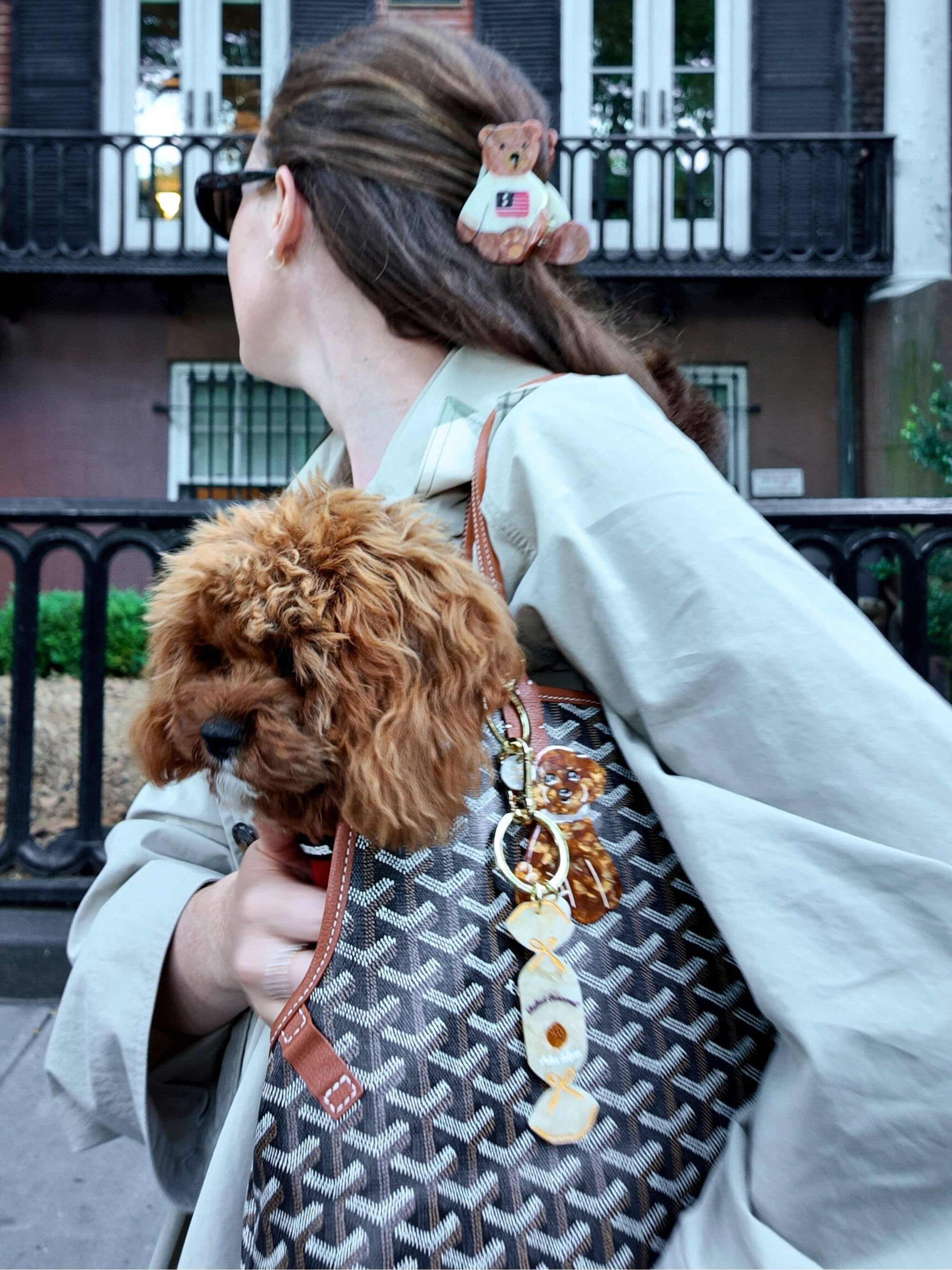 Solar Eclipse - Doodle Puppy Bag Charm + Keychain -  White