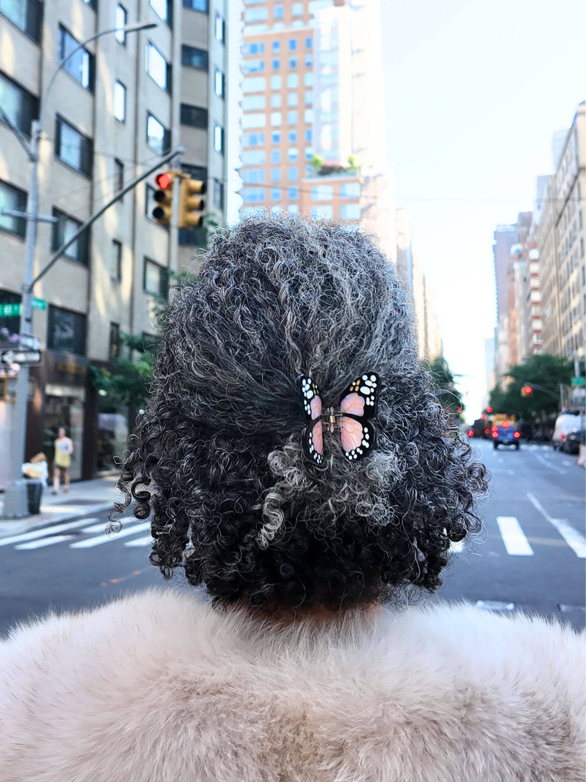 Solar Eclipse - Hand-painted Mini Monarch Claw Hair Clip - Pink