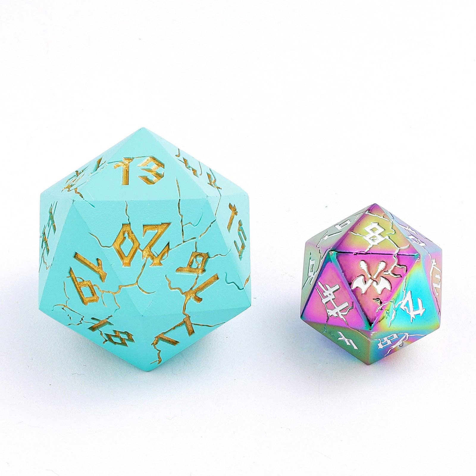 Metal 35mm D20 Spin Down Die - Turquoise with Gold