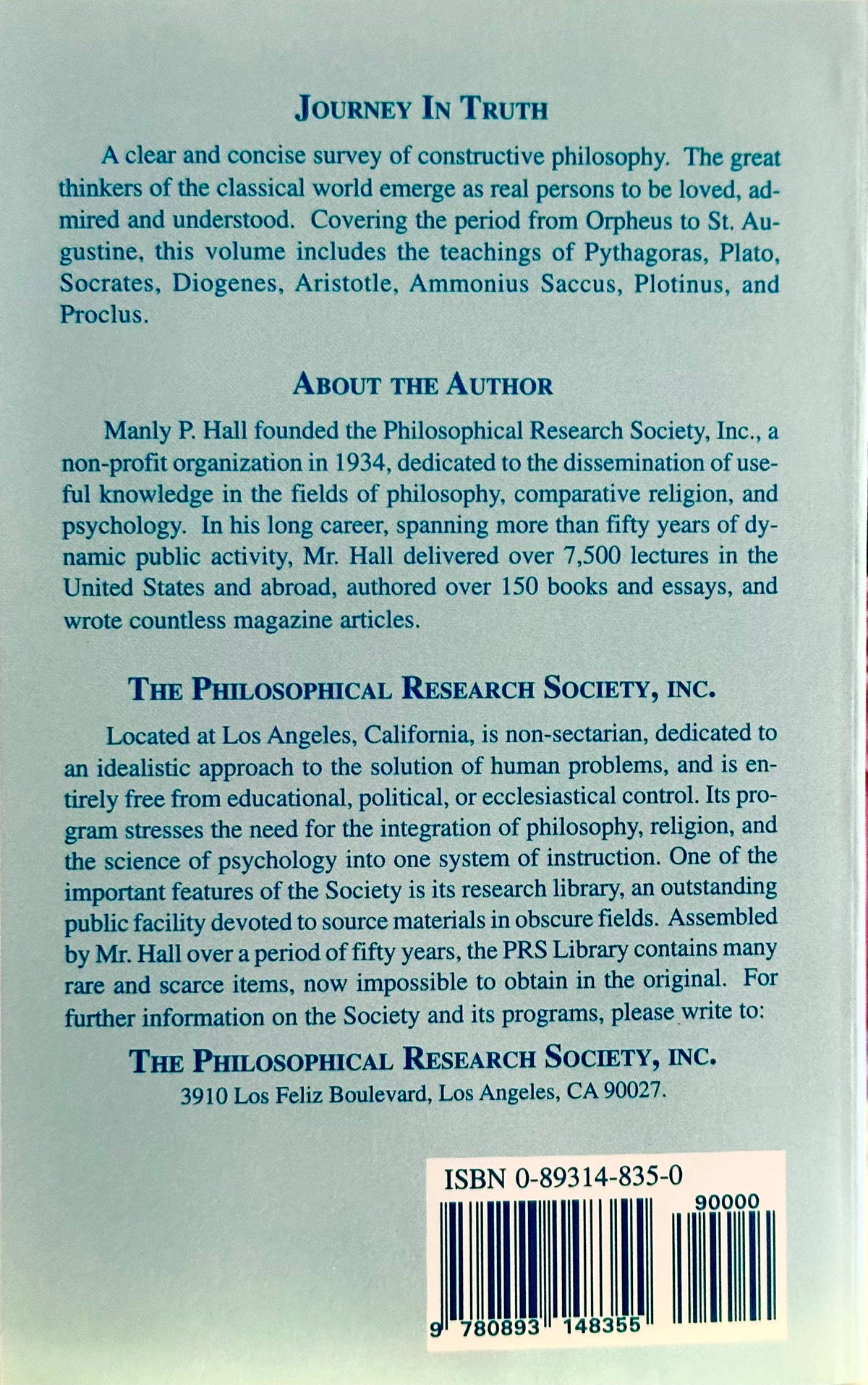 Journey in Truth by Manly P. Hall