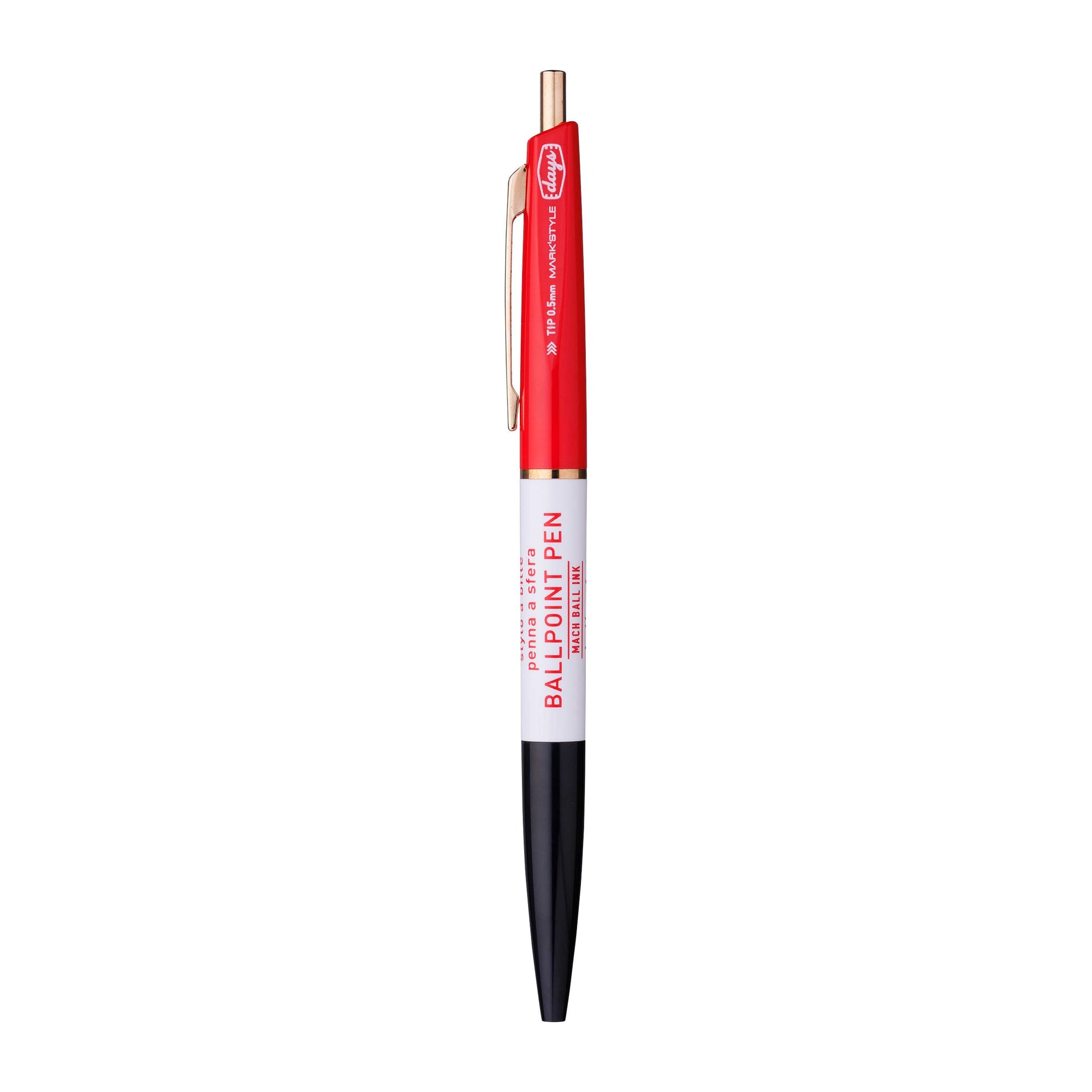 MARK'STYLE - 3-Section 0.5mm Ballpoint Pen, Oil Based Pen - Black-Red
