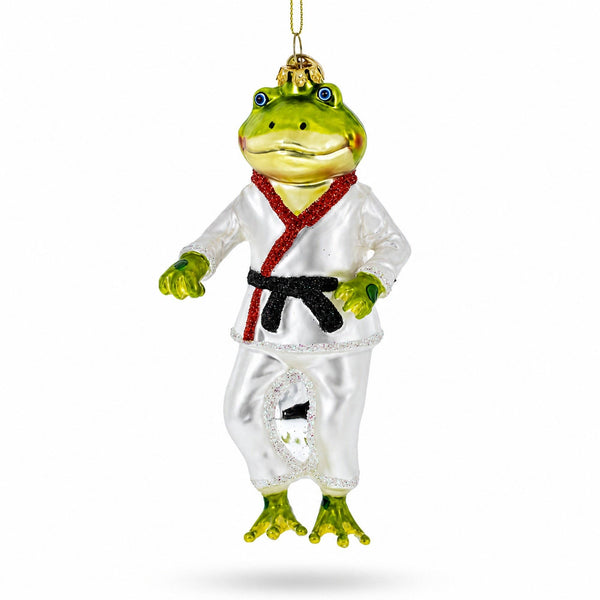 Frog Engaged in Martial Arts - Glass Ornament