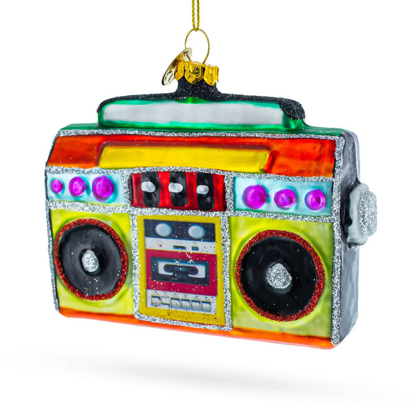 Vintage-Inspired Cassette Player Boombox  - Glass Ornament